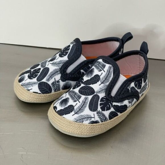 Gold bug loafer boat shoes blue gray leaf palm 9-12 months baby excellent - Picture 1 of 6